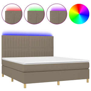 Box spring postel s matrací a LED taupe 160x200 cm textil - obrázek 2