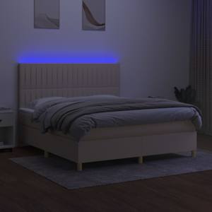 Box spring postel s matrací a LED krémová 160x200 cm textil - obrázek 4