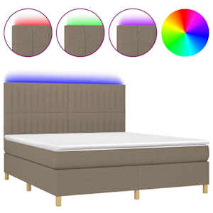 Box spring postel s matrací a LED taupe 180x200 cm textil - obrázek 2