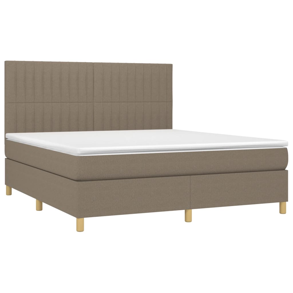vidaXL Boxspring met matras en LED stof taupe 180x200 cm afbeelding