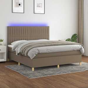 Box spring postel s matrací a LED taupe 180x200 cm textil - obrázek 1