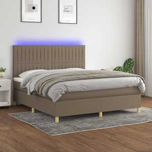 Box spring postelja z vzmetnico LED taupe 180x200 cm blago