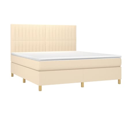 vidaXL Cama box spring c/ colch&atilde;o e LED 180x200 cm tecido cor creme
