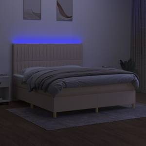 Box spring postel s matrací a LED krémová 180x200 cm textil - obrázek 4