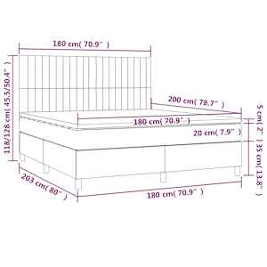 Box spring postel s matrací a LED krémová 180x200 cm textil - obrázek 8