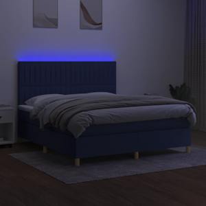 Box spring postel s matrací a LED modrá 180x200 cm textil - obrázek 4