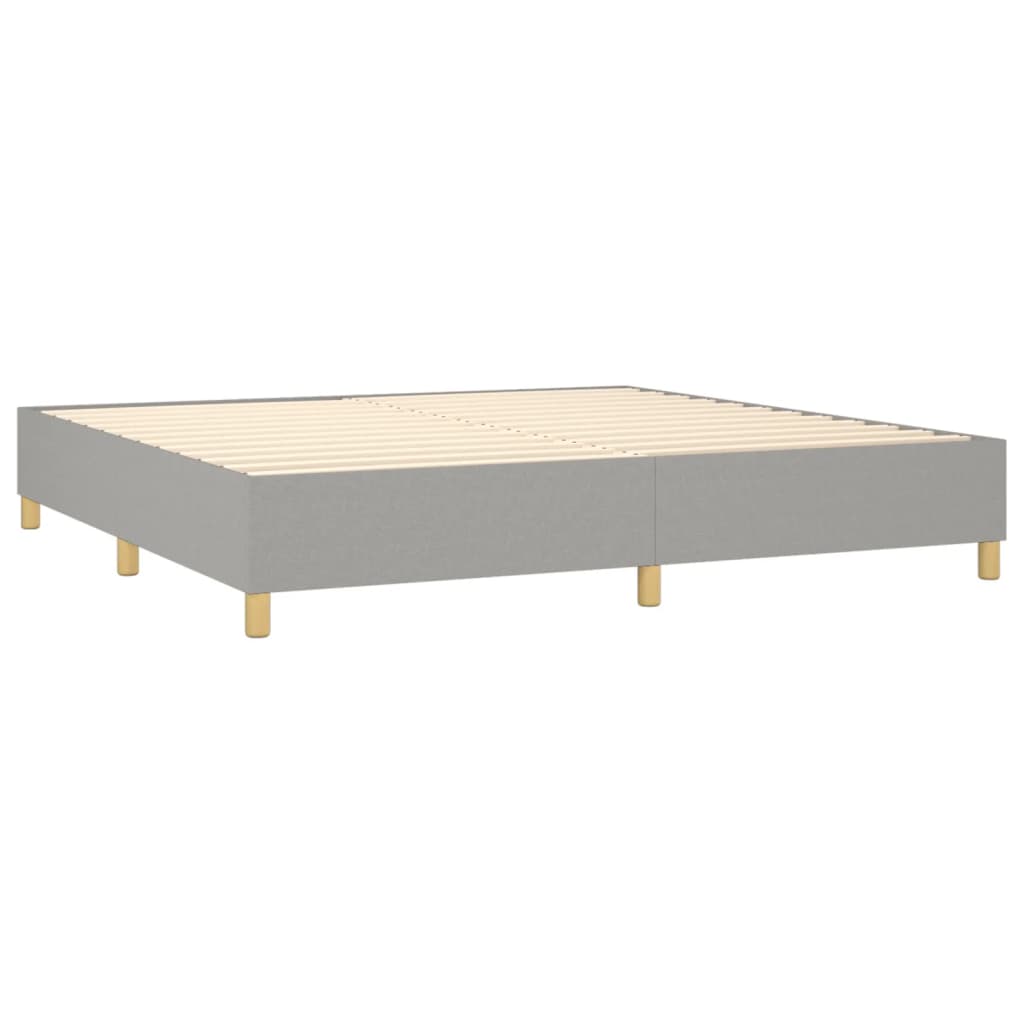 Box spring postelja z vzmetnico LED sv. siva 200x200 cm blago