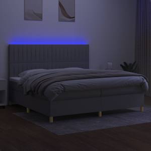 Box spring postel s matrací a LED světle šedá 200x200 cm textil - obrázek 4