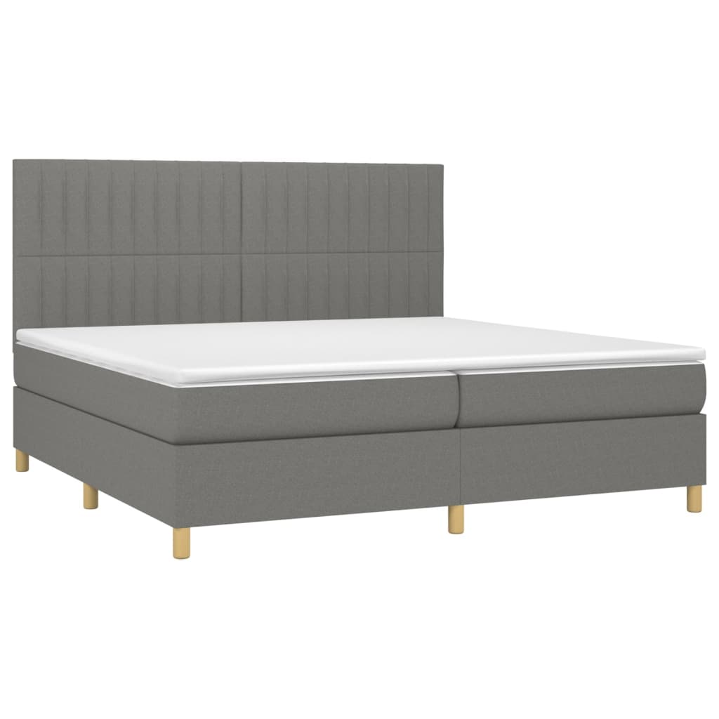 vidaXL Boxspring met matras en LED stof donkergrijs 200x200 cm afbeelding