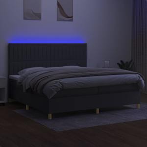 Box spring postel s matrací a LED tmavě šedá 200x200 cm textil - obrázek 4