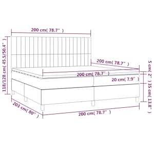 Box spring postel s matrací a LED tmavě šedá 200x200 cm textil - obrázek 8