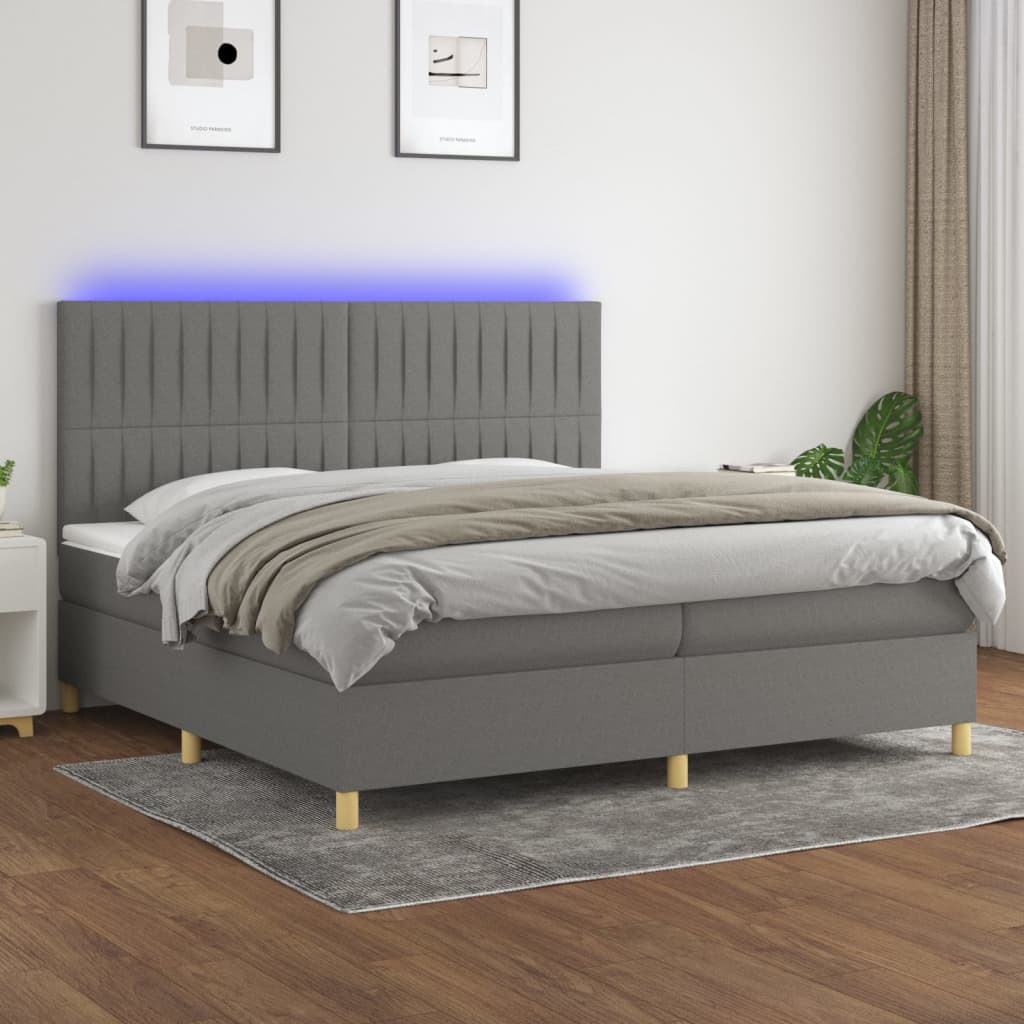  ΚΡΕΒΑΤΙ BOXSPRING ΜΕ ΣΤΡΩΜΑ & LED ΣΚ.ΓΚΡΙ 200X200ΕΚ. ΥΦΑΣΜΑΤΙΝΟ V-3135622