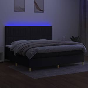 Box spring postel s matrací a LED černá 200x200 cm textil - obrázek 4
