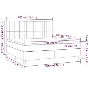 Box spring postel s matrací a LED tmavě hnědá 200x200 cm textil - obrázek 8