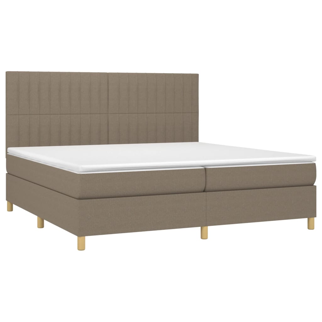 vidaXL Boxspring met matras en LED stof taupe 200x200 cm afbeelding