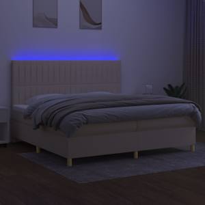 Box spring postel s matrací a LED krémová 200x200 cm textil - obrázek 4