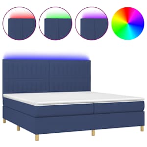 Box spring postel s matrací a LED modrá 200x200 cm textil - obrázek 2