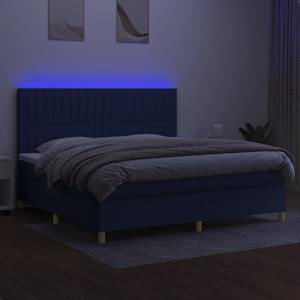 Box spring postel s matrací a LED modrá 200x200 cm textil - obrázek 4