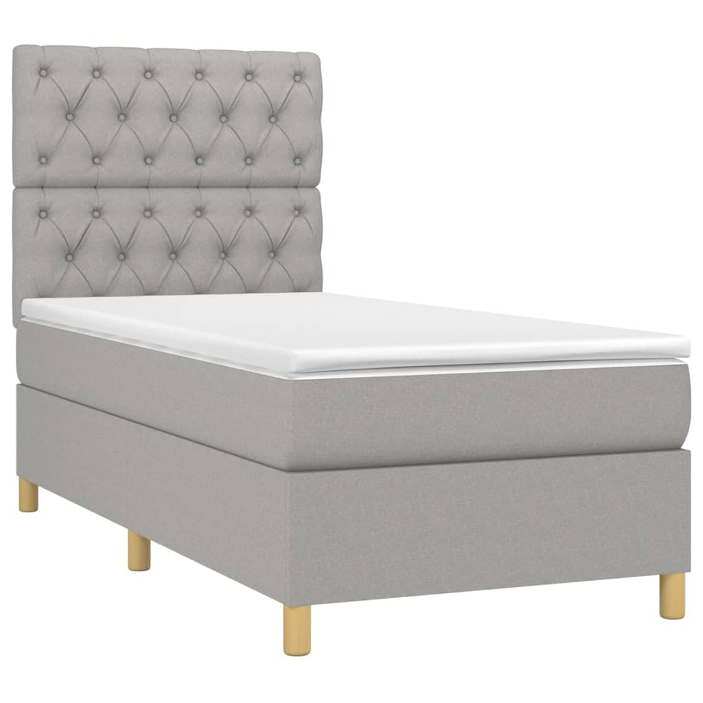 Thumbnail - vidaXL Boxspringbett mit Matratze & LED Hellgrau 80x200 cm Stoff
