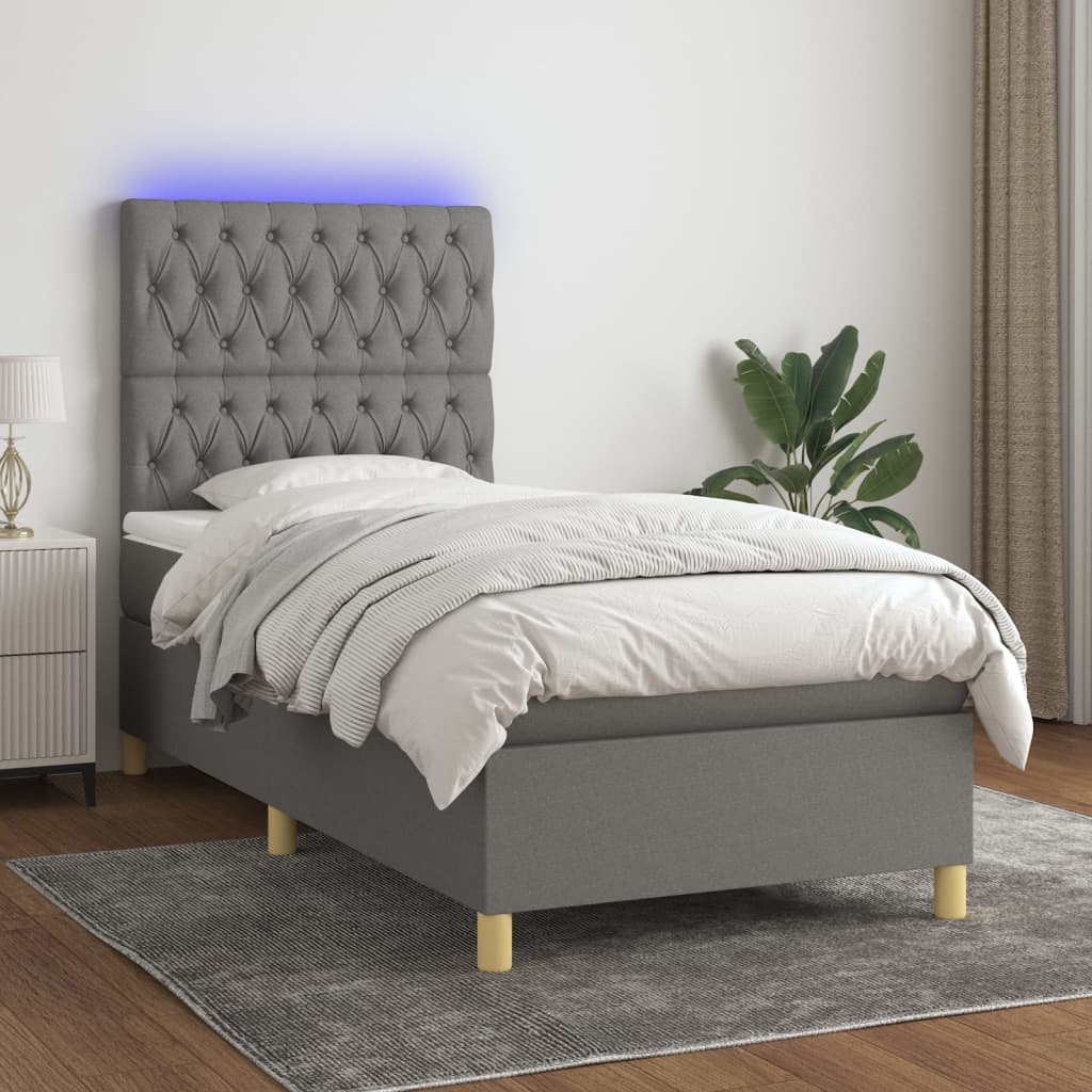  ΚΡΕΒΑΤΙ BOXSPRING ΜΕ ΣΤΡΩΜΑ & LED ΣΚ.ΓΚΡΙ 80X200 ΕΚ. ΥΦΑΣΜΑΤΙΝΟ V-3135630