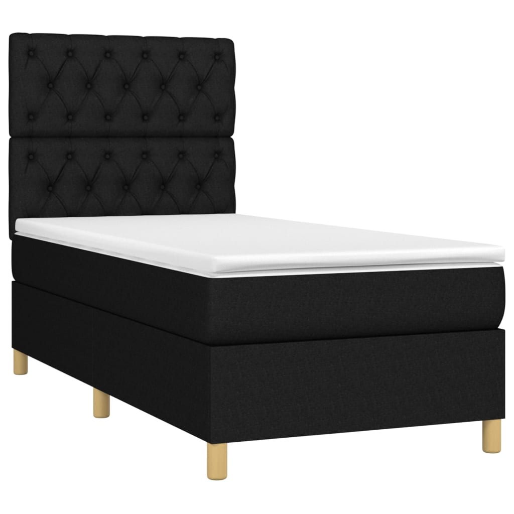 Thumbnail - vidaXL Boxspringbett mit Matratze & LED Schwarz 80x200 cm Stoff