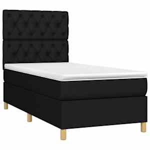 Box spring postel s matrací a LED černá 80 x 200 cm textil - obrázek 3