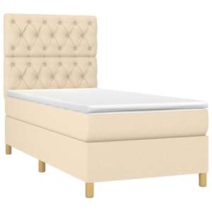 Box spring postel s matrací a LED krémová 80 x 200 cm textil - obrázek 3