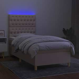 Box spring postel s matrací a LED krémová 80 x 200 cm textil - obrázek 4