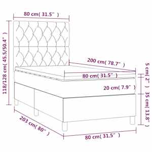 Box spring postel s matrací a LED krémová 80 x 200 cm textil - obrázek 8