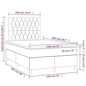 Box spring postel s matrací a LED světle šedá 120x200 cm textil - obrázek 8