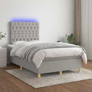 Box spring postel s matrací a LED světle šedá 120x200 cm textil - obrázek 1