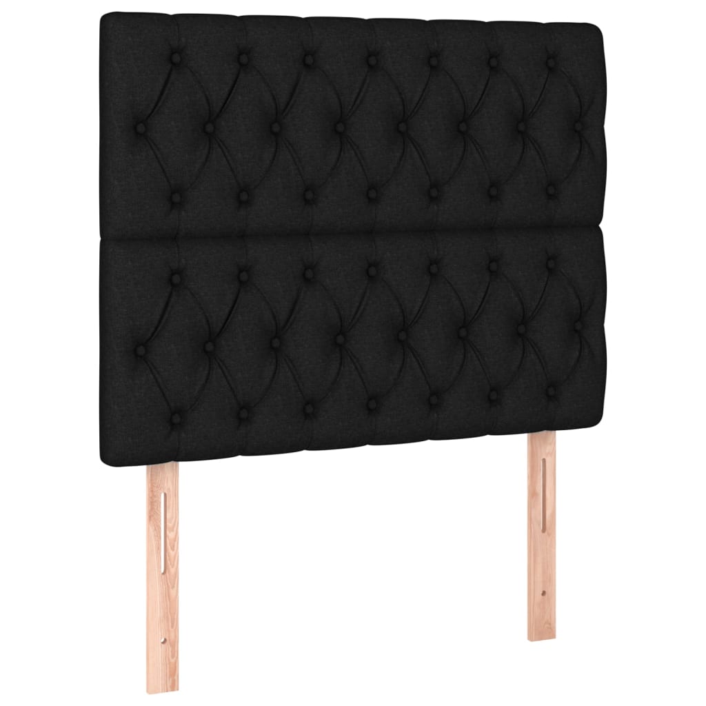 Fekete szövet rugós és LED-es ágy matraccal 120 x 200 cm 