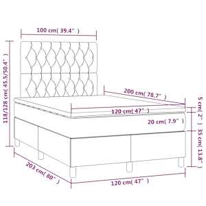 Box spring postel s matrací a LED taupe 120 x 200 cm textil - obrázek 8