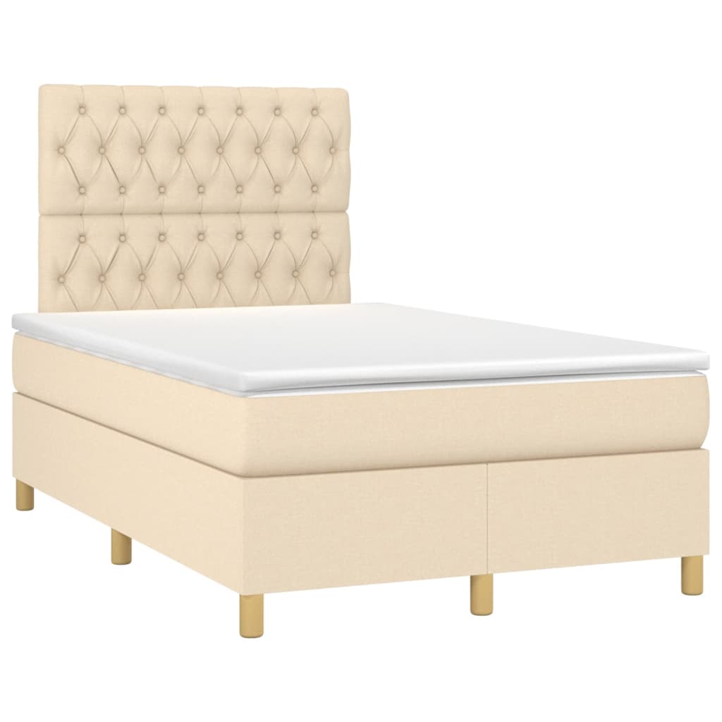 Thumbnail - vidaXL Boxspringbett mit Matratze & LED Creme 120x200 cm Stoff