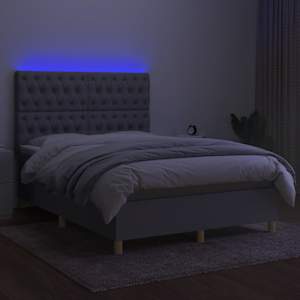 Box spring postel s matrací a LED světle šedá 140x190 cm textil - obrázek 4