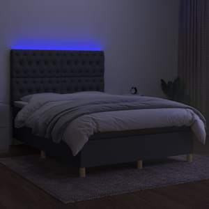 Box spring postel s matrací a LED tmavě šedá 140x190 cm textil - obrázek 4