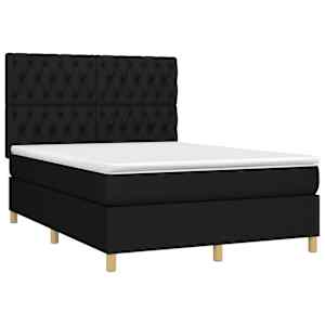 Box spring postel s matrací a LED černá 140x190 cm textil - obrázek 3