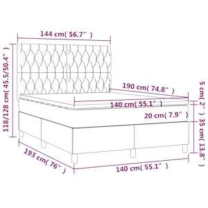 Box spring postel s matrací a LED černá 140x190 cm textil - obrázek 8