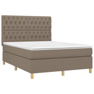 Box spring postel s matrací a LED taupe 140x190 cm textil - obrázek 3