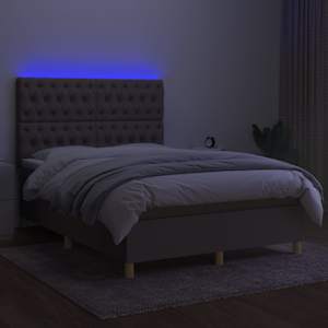 Box spring postel s matrací a LED taupe 140x190 cm textil - obrázek 4