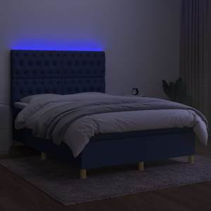 Box spring postel s matrací a LED modrá 140x190 cm textil - obrázek 4