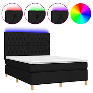 Box spring postel s matrací a LED černá 140x200 cm textil - obrázek 2