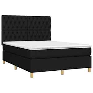 Box spring postel s matrací a LED černá 140x200 cm textil - obrázek 3