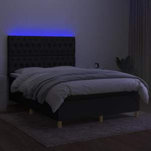 Box spring postel s matrací a LED černá 140x200 cm textil - obrázek 4
