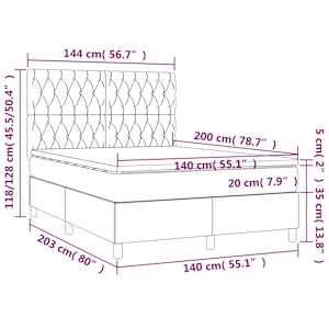 Box spring postel s matrací a LED černá 140x200 cm textil - obrázek 8