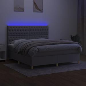 Box spring postel s matrací a LED světle šedá 160x200 cm textil - obrázek 4
