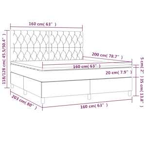 Box spring postel s matrací a LED světle šedá 160x200 cm textil - obrázek 8
