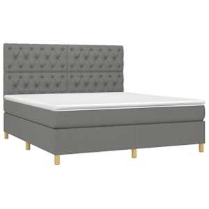 Box spring postel s matrací a LED tmavě šedá 160x200 cm textil - obrázek 3