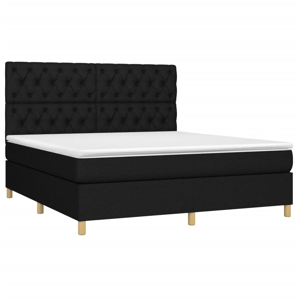 Thumbnail - vidaXL Boxspringbett mit Matratze & LED Schwarz 160x200 cm Stoff