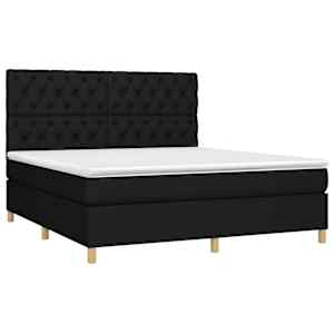 Box spring postel s matrací a LED černá 160x200 cm textil - obrázek 3